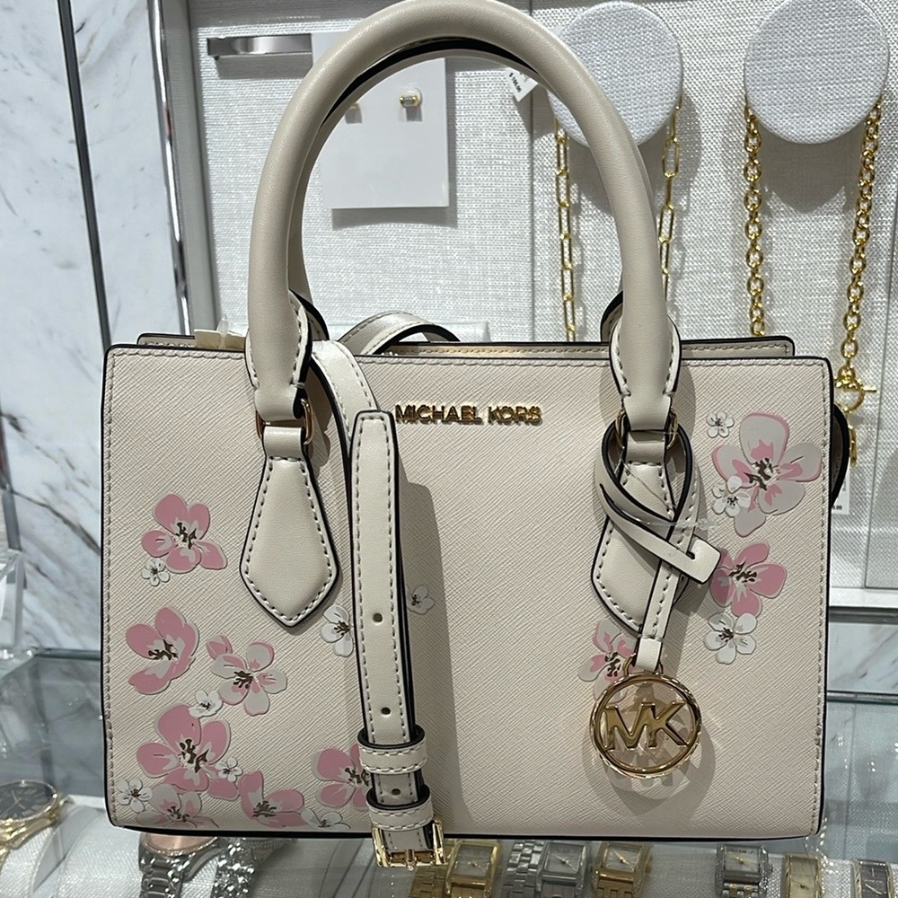 Michael Kors Sheila Small Central Zip Floral Embellished Satchel Crossbody NWT - Picture 15 of 16